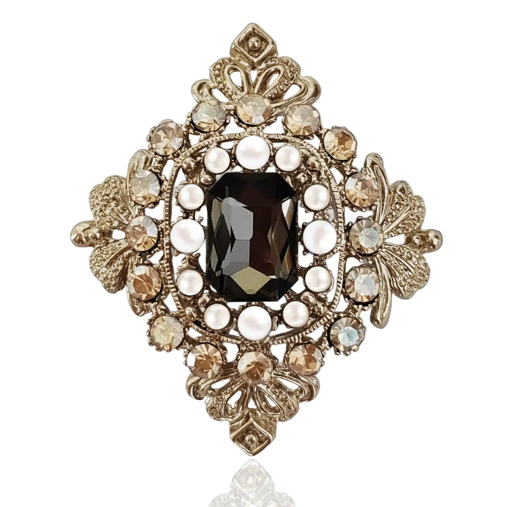 Vintage Pearl Brooch Pin for Women Girls Baroque Retro Gold Cross