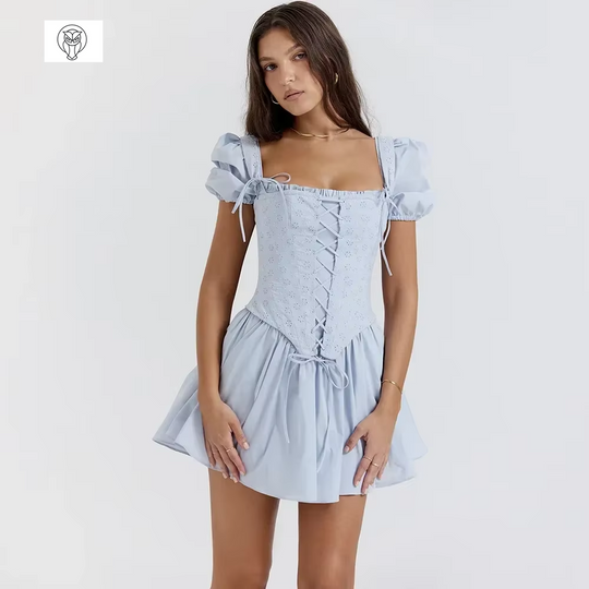 Summer Love Puff Sleeve Corset Dress 